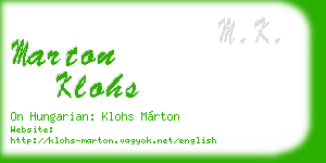 marton klohs business card